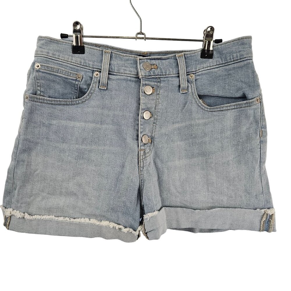 J. Crew Mercantile Women's Denim Shorts Size 29 Button-Fly Distressed Hem